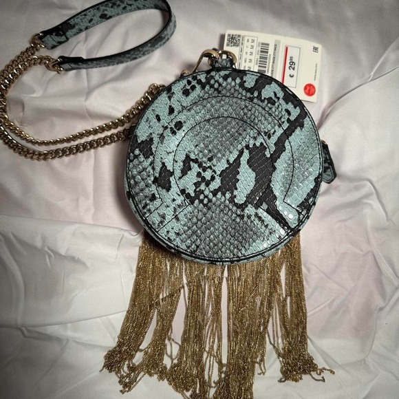 Zara Handbags - Blue‎ snake print purse